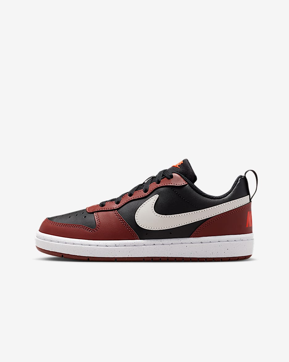 Chaussure Nike Court Borough Low Recraft pour ado - Noir/Red Sepia/Team Orange/Light Bone