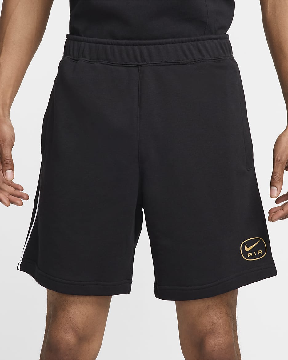 Nike Air Men's French Terry Shorts - Black/White/Metallic Gold