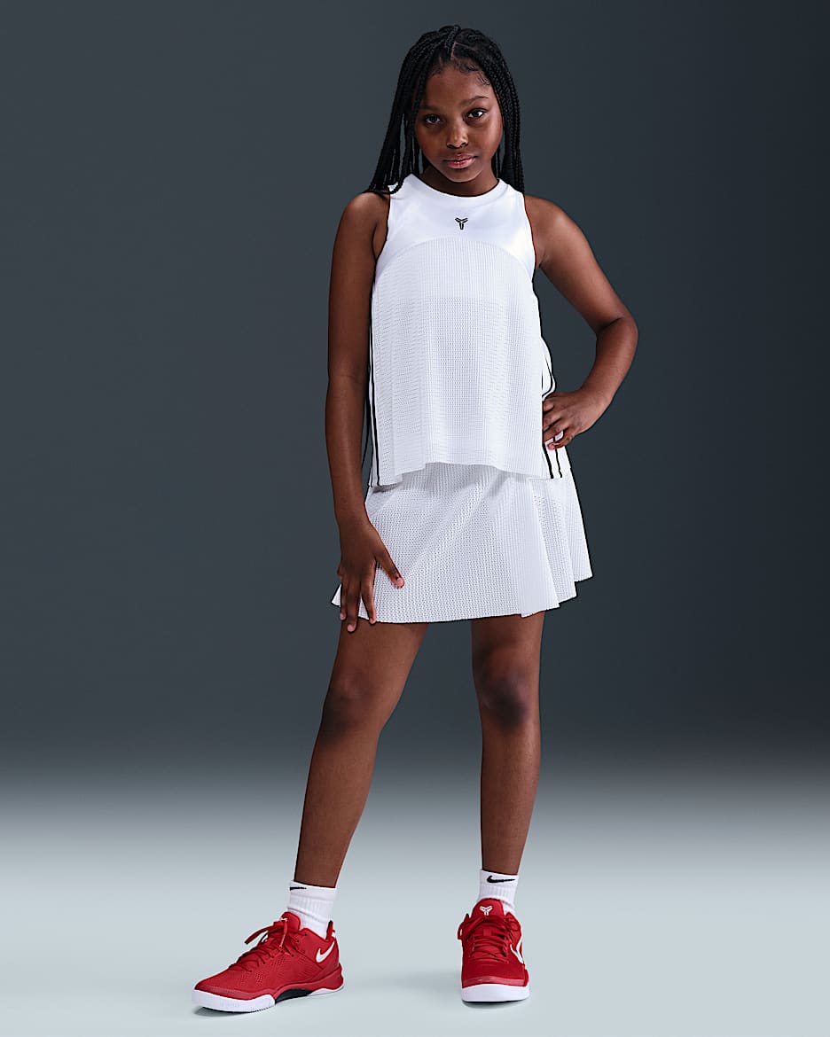 Kobe Big Kids' (Girls') Basketball Skort - White/White/Black
