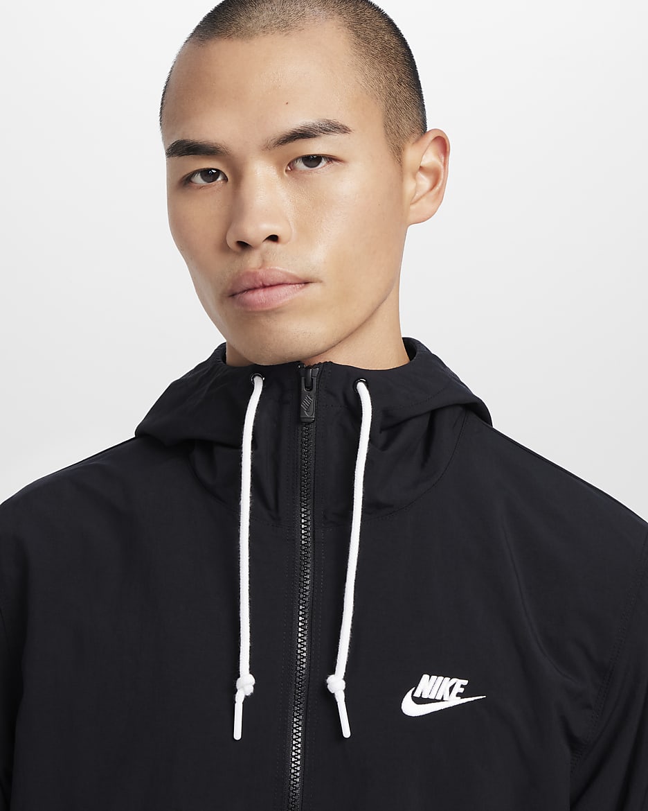 Nike Club Men's Full-Zip Woven Jacket - Black/White