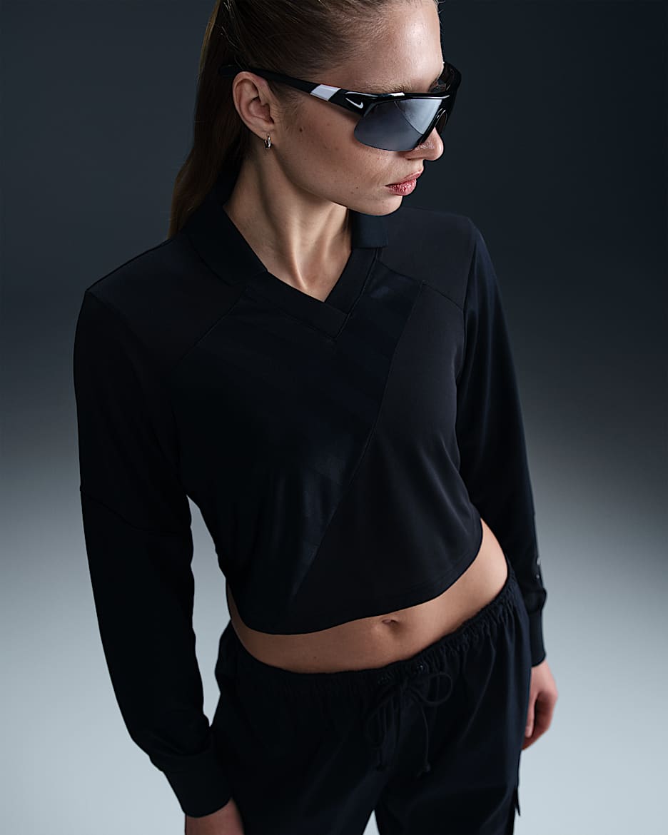 Jersey de manga larga cropped para mujer Nike Sportswear - Negro/Negro/Vela