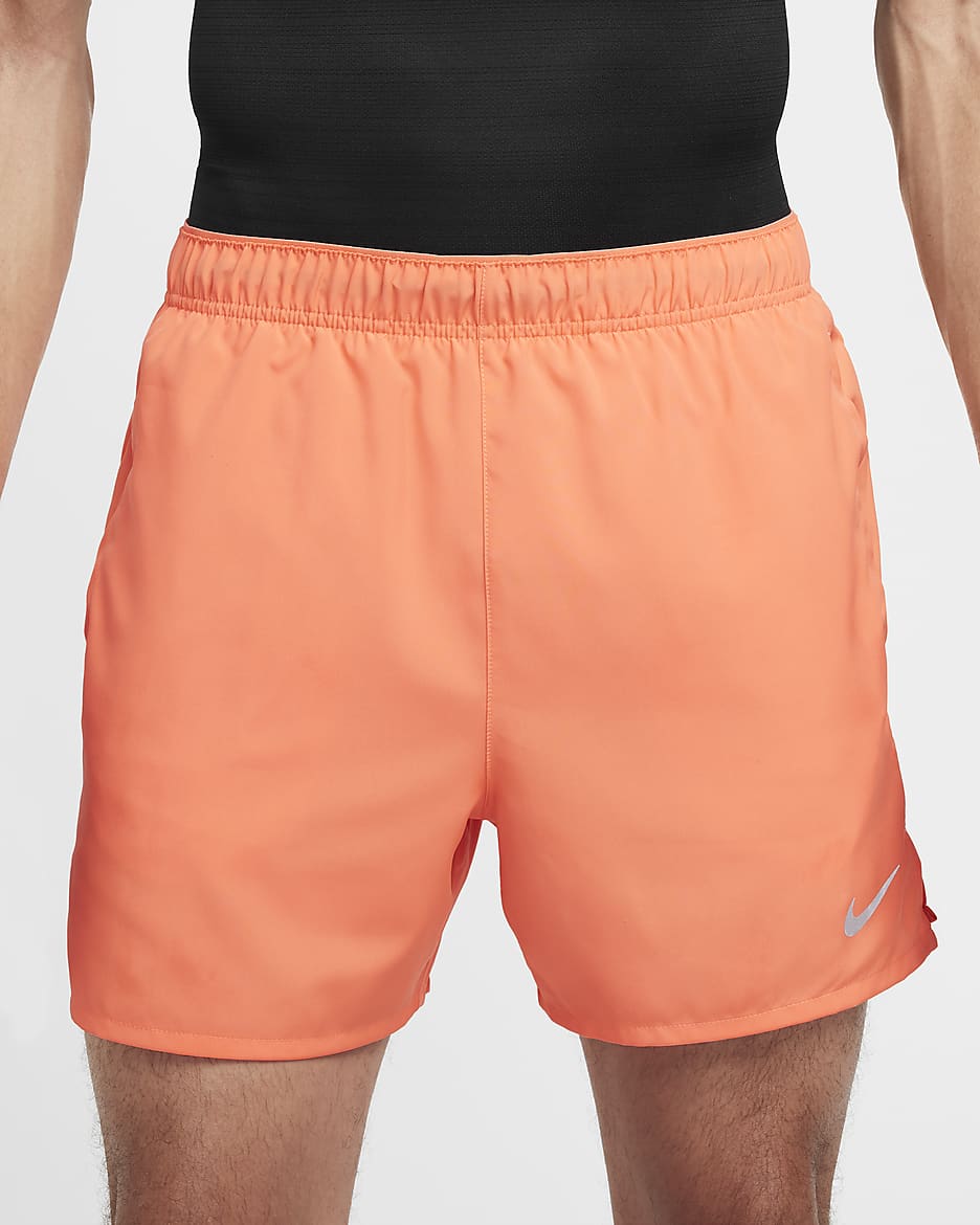 Nike Challenger Men's Dri-FIT 13cm (approx.) Brief-lined Running Shorts - Light Wild Mango/Vintage Coral/Black