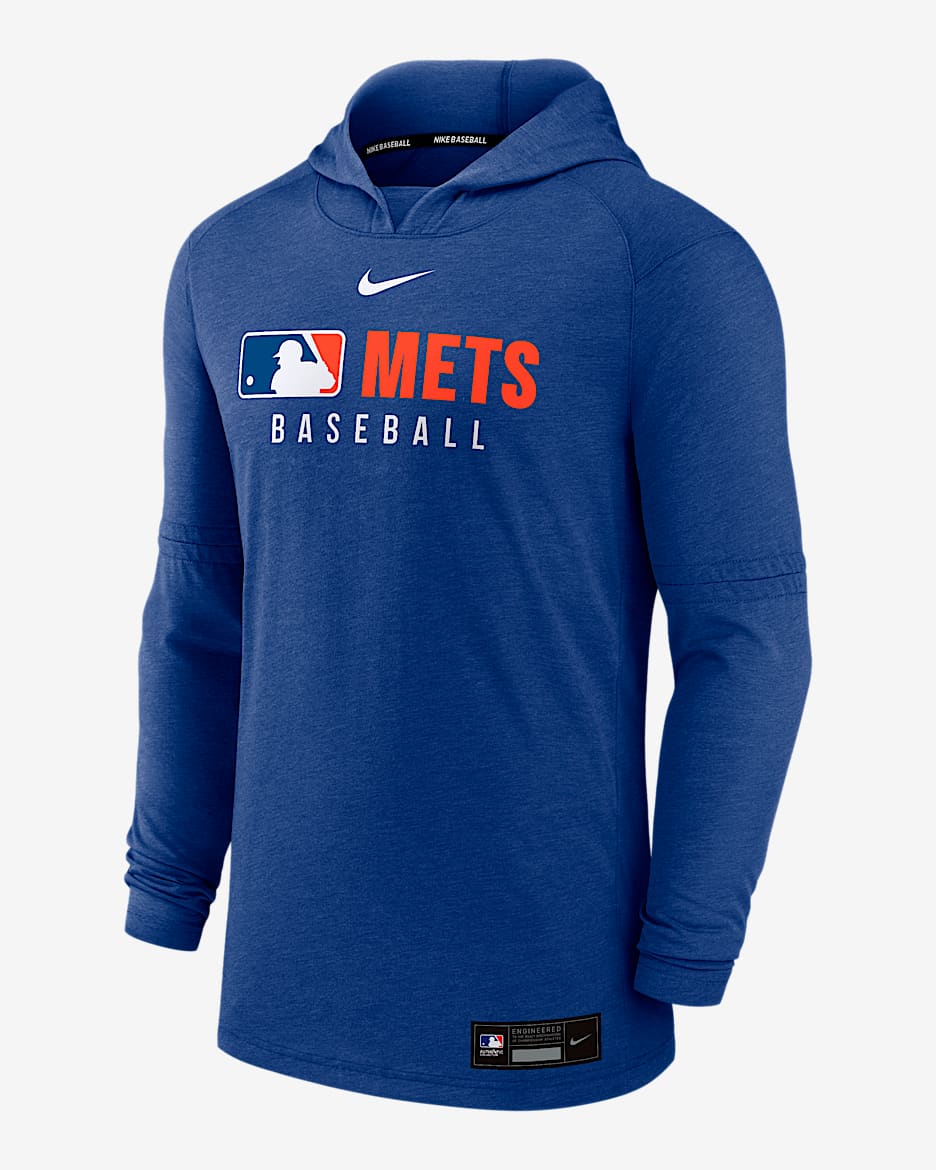 Sudadera con gorro sin cierre Nike Dri-FIT de la MLB para hombre New York Mets Authentic Collection - Royal juego jaspeado