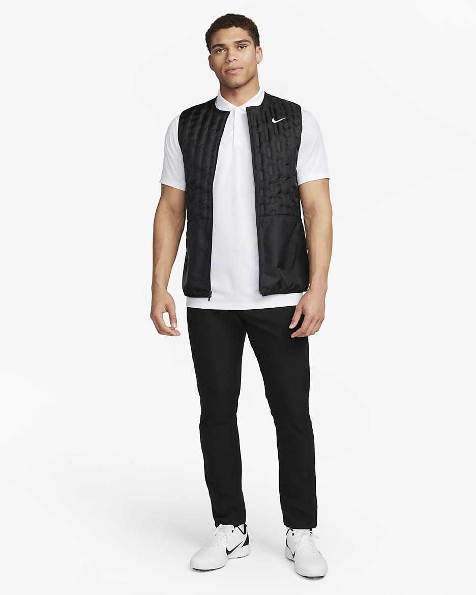 Nike Therma-FIT Repel Men's Full-Zip Down Golf Vest - Black/Black/White