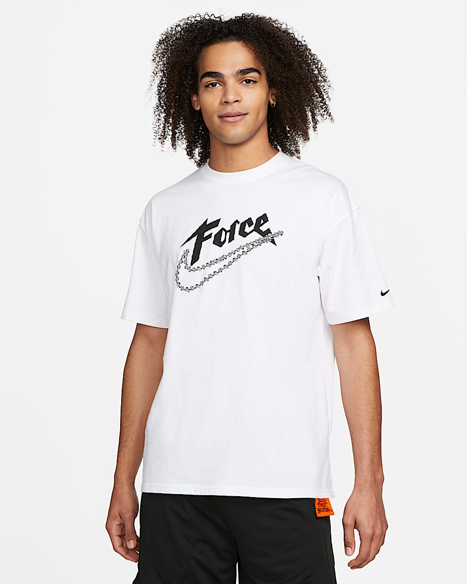 Playera de básquetbol para hombre Nike Force Swoosh - Blanco