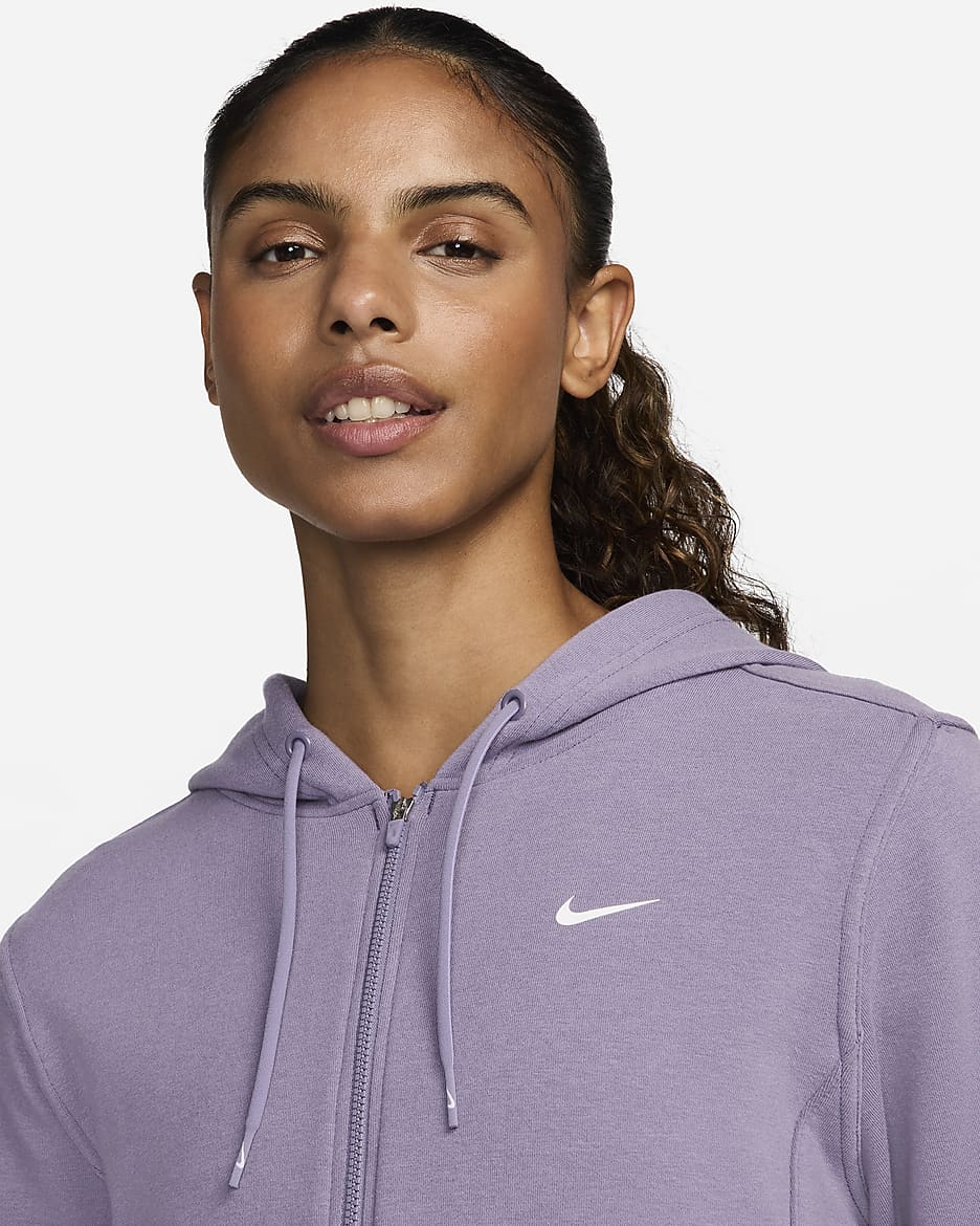 Nike Dri-FIT One 女款全長式拉鍊法國毛圈布連帽上衣 - Daybreak/白色