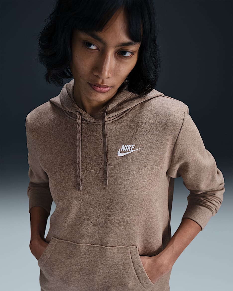 Sudadera con gorro sin cierre para mujer Nike Sportswear Club Fleece - Marrón visón/Jaspeado/Blanco