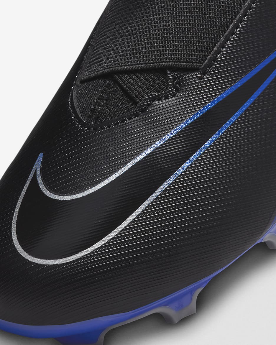 Tacos de fútbol de corte high para terrenos múltiples para niños de preescolar y grandes Nike Jr. Mercurial Superfly 9 Academy - Negro/Hiperroyal/Cromo