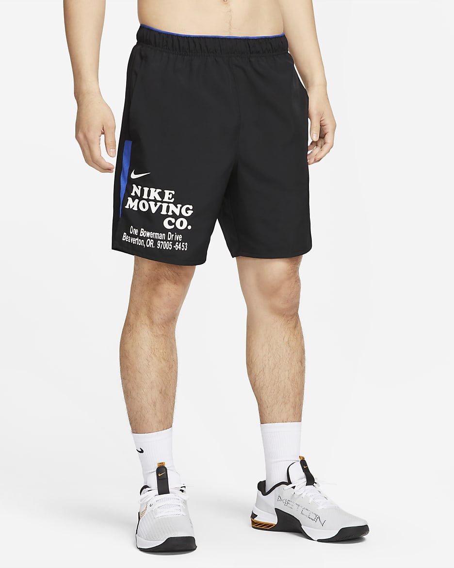Nike Dri-FIT Challenger Men's 18cm (approx.) Unlined Versatile Shorts - Black/Game Royal/Black/Summit White