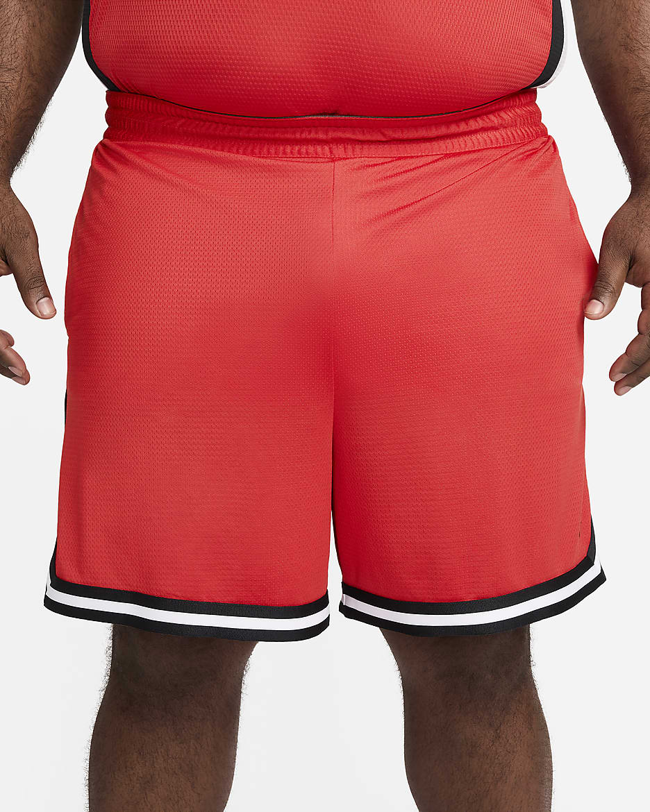 Shorts de básquetbol Dri-FIT de 15 cm para hombre Nike DNA - Rojo universitario/Negro/Negro