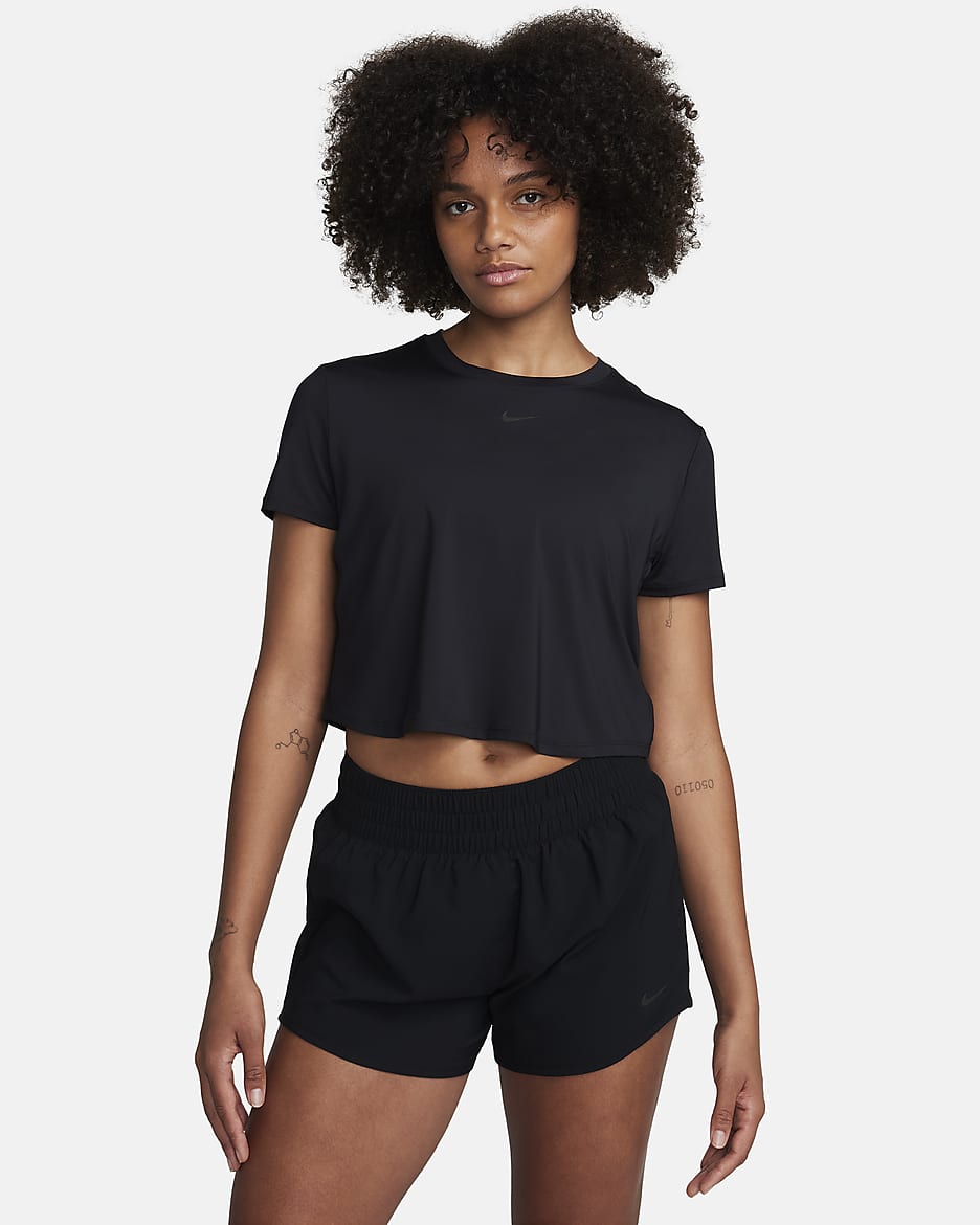 Nike One Classic Women's Dri-FIT Short-Sleeve Cropped Top - Black/Black
