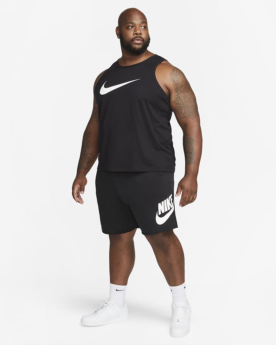 Calções em tecido moletão Nike Club Alumni para homem - Preto/Branco/Branco