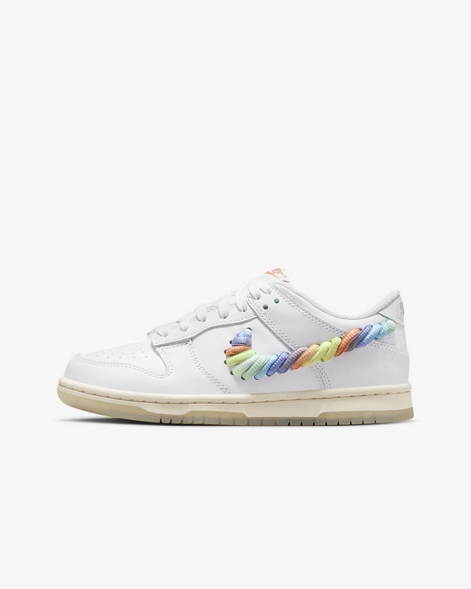 Nike Dunk Low SE Older Kids' Shoes - White/Terra Blush/Light Silver/Multi-Colour