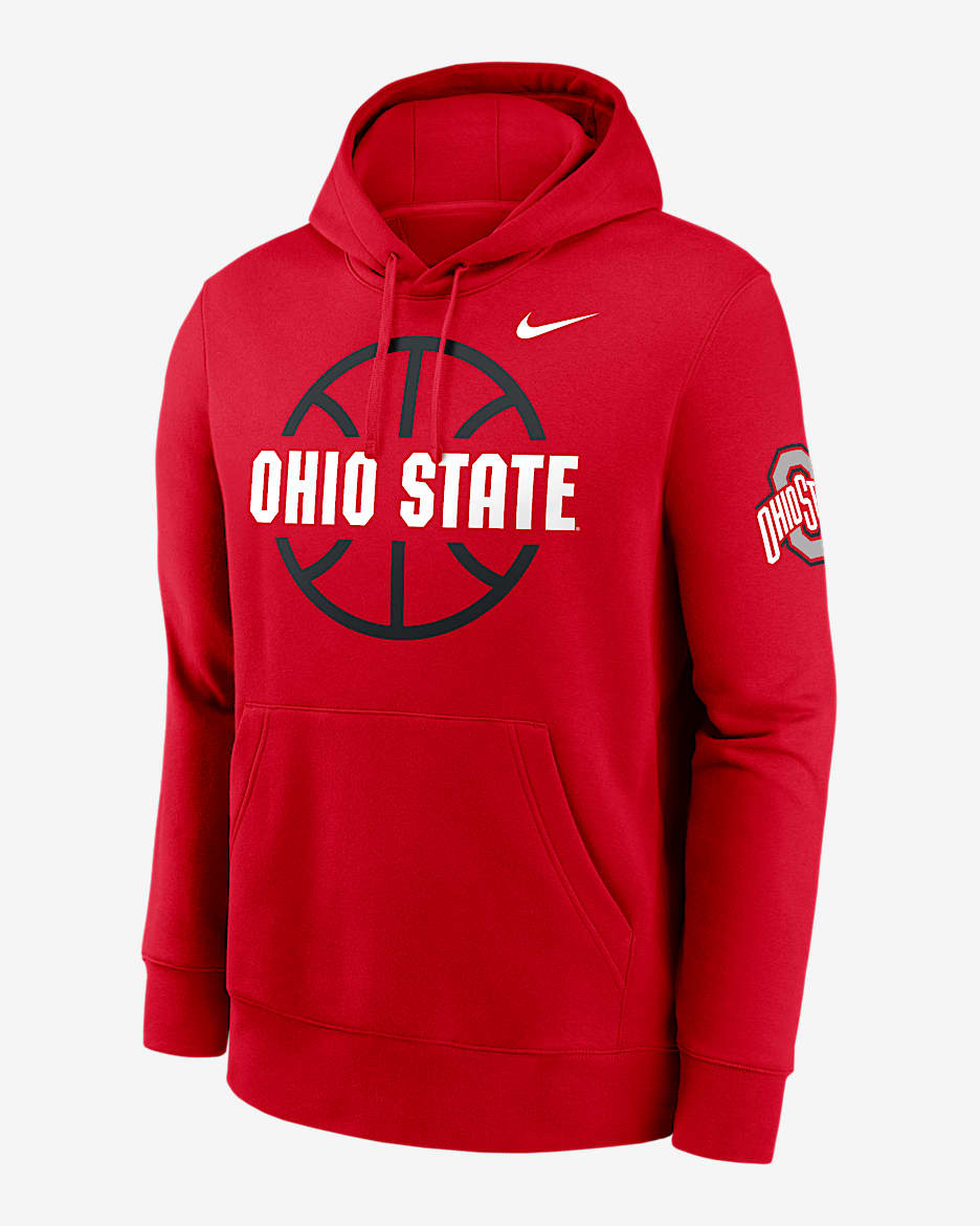 Ohio State Buckeyes Club Basketball Icon Men's Nike College Pullover Hoodie - University Red