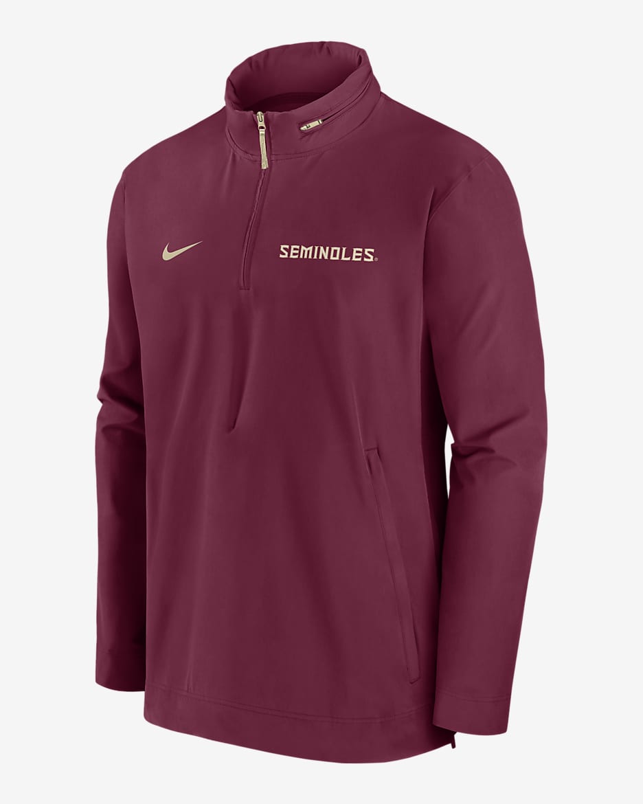 Florida State Seminoles Sideline Coach Men's Nike College 1/2-Zip Hooded Jacket - Garnet