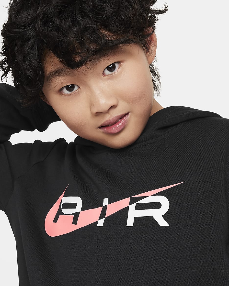 Nike Air Older Kids' Pullover Fleece Hoodie - Black/Pink Foam