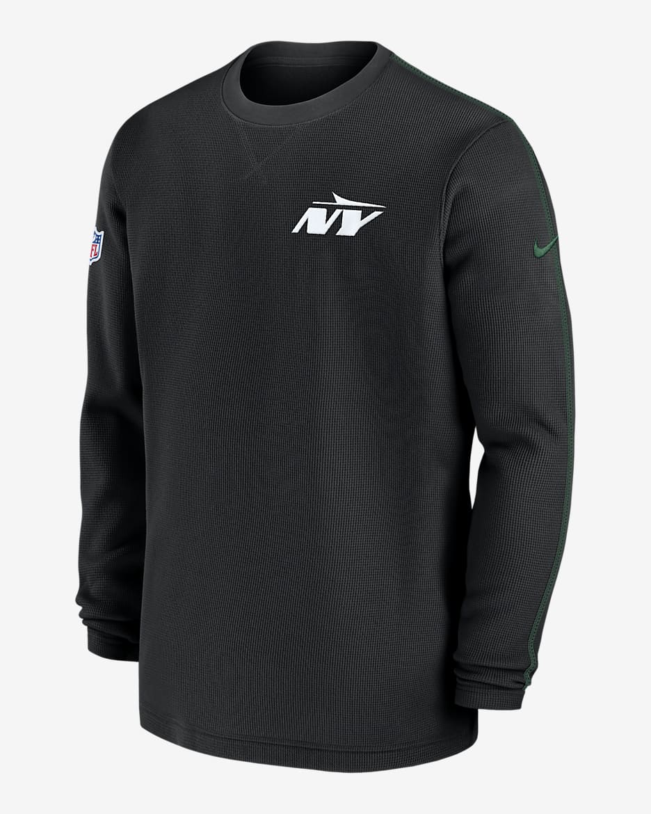 Playera de manga larga Nike de la NFL para hombre New York Jets Sideline Coach - Negro/Verde