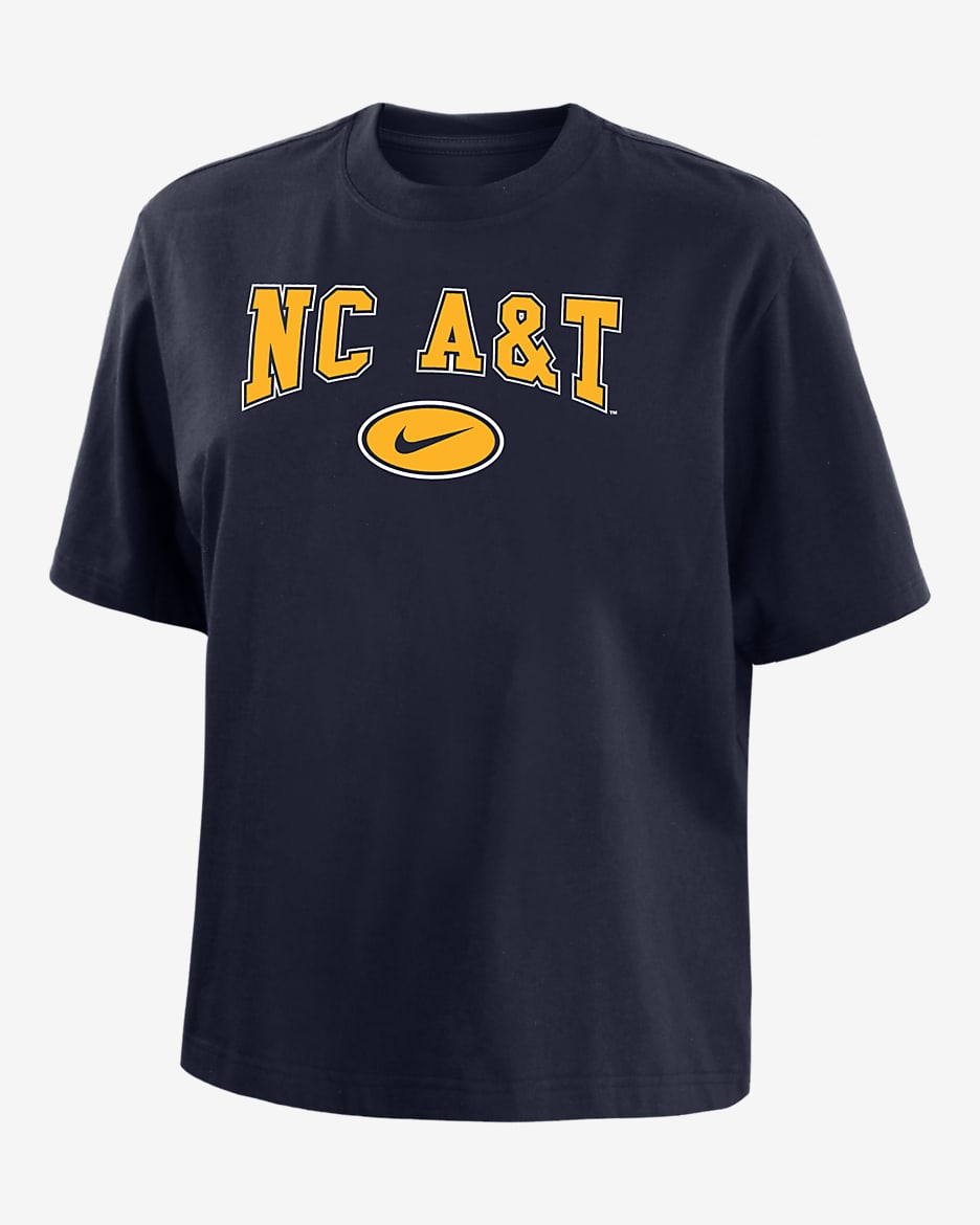 North Carolina A&T Women's Nike College Boxy T-Shirt - Navy