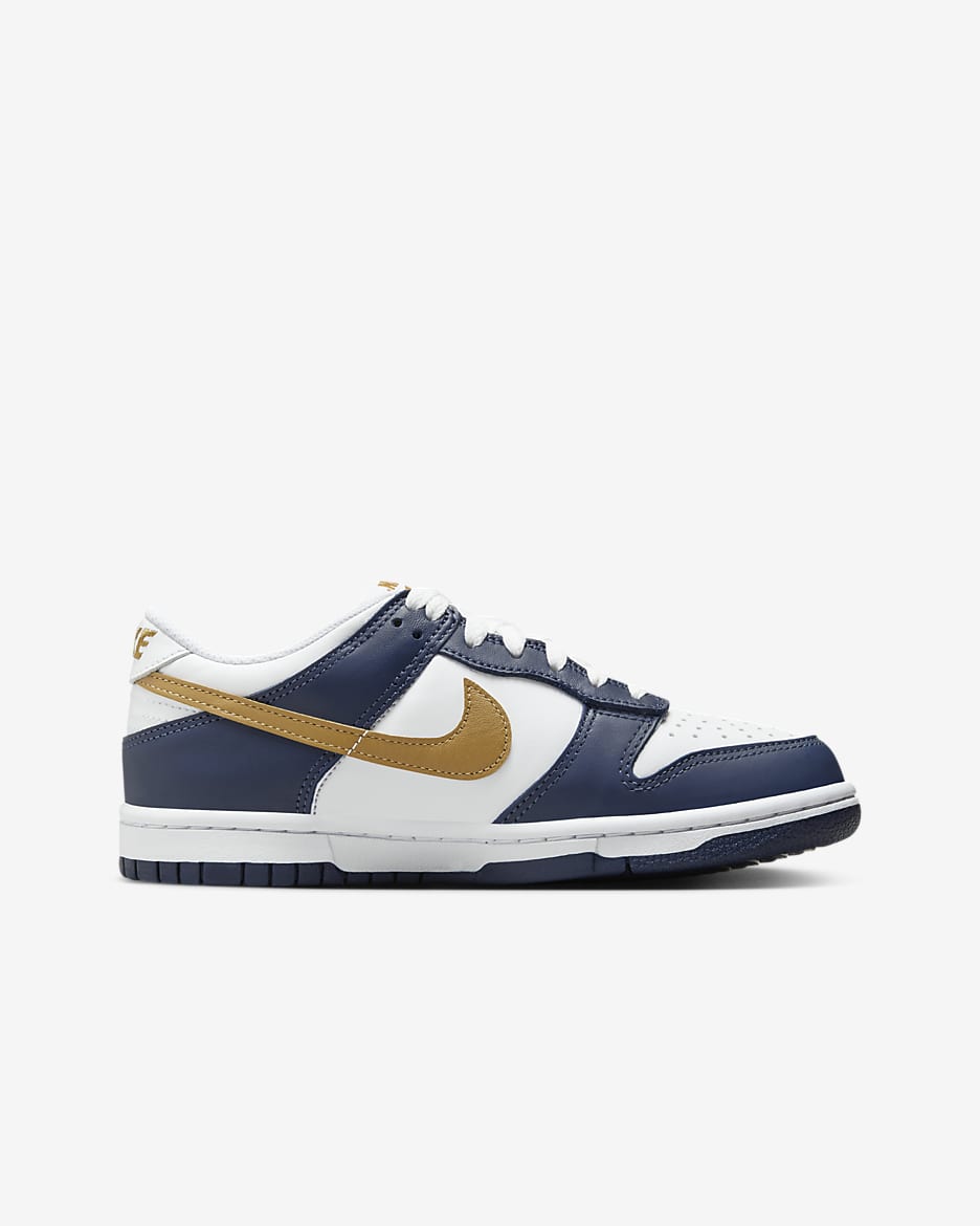 Nike Dunk Low Older Kids' Shoes - White/Midnight Navy/Wheat