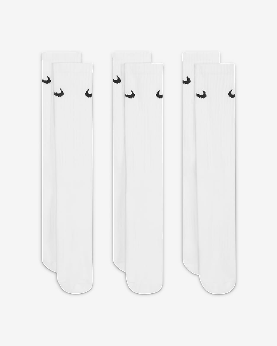 Chaussettes de training mi-mollet Nike Cushioned (3 paires) - Blanc/Noir