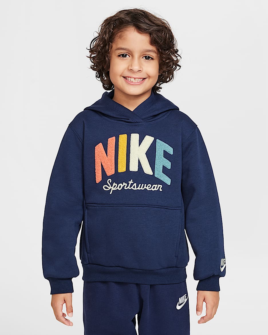 Sudadera con gorro sin cierre de tejido Fleece para preescolar Nike Sportswear Powder Play - Azul marino medianoche