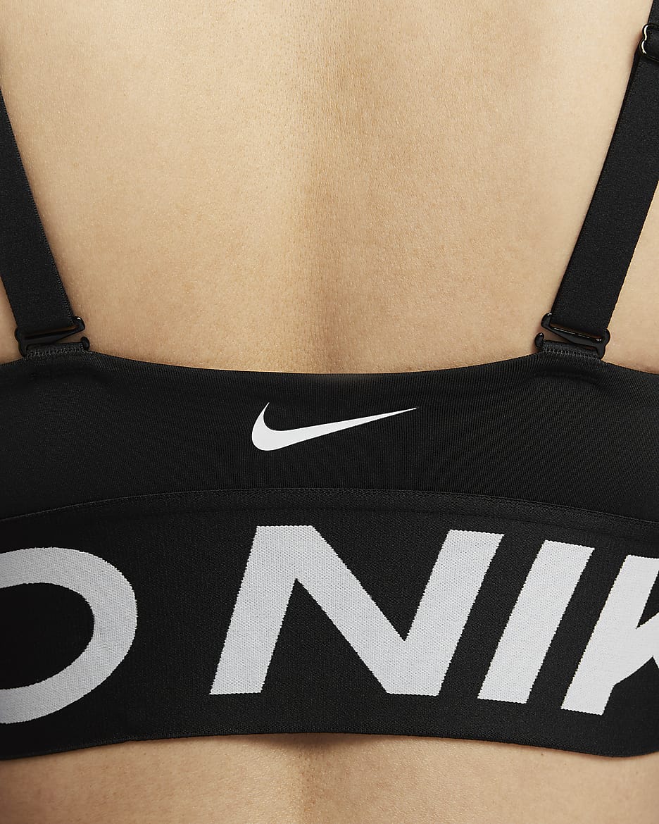 Nike Pro Indy V 領女款中度支撐型襯墊運動內衣 - 黑色/白色/白色