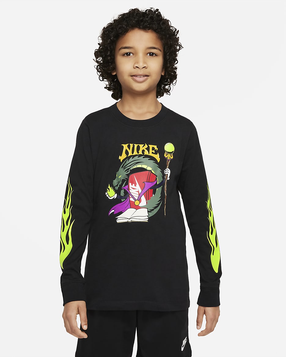 Nike Sportswear Older Kids' (Boys') Long-Sleeve T-Shirt - Black