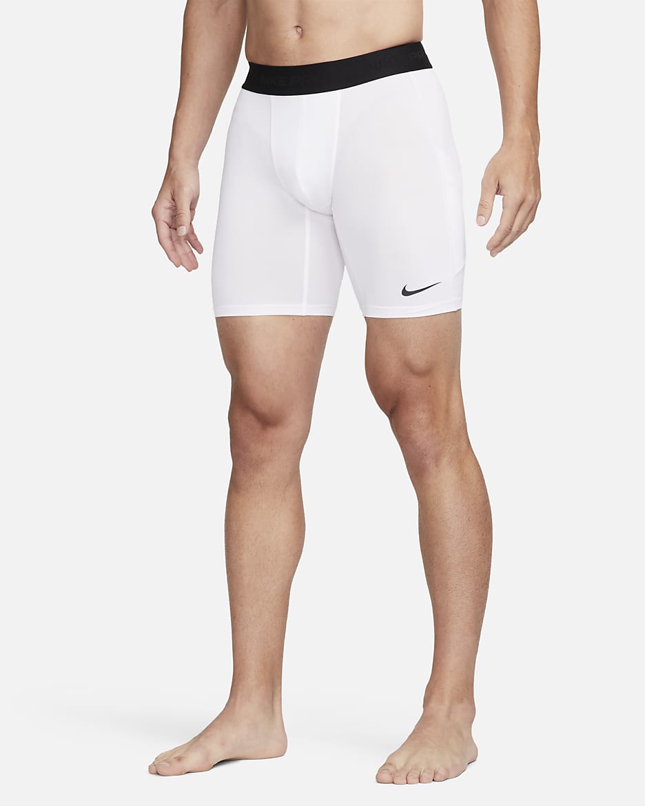 Nike Pro Men's Dri-FIT Fitness Long Shorts - White/Black