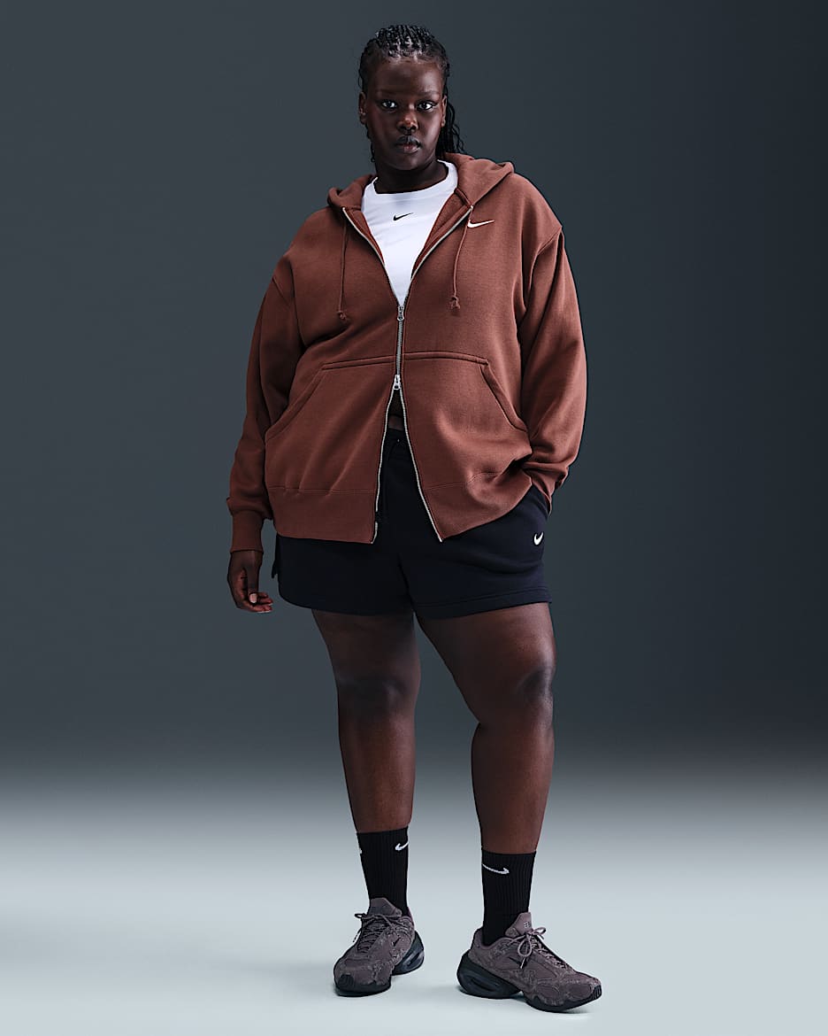 Shorts de tiro medio de 10 cm para mujer (talla grande) Nike Sportswear Phoenix Fleece - Negro/Vela
