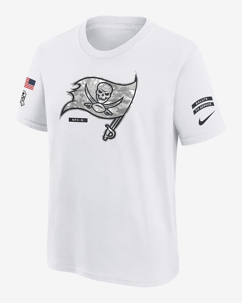 Tampa Bay Buccaneers Salute to Service Primary Edge Legend Big Kids' Nike Dri-FIT NFL T-Shirt - White