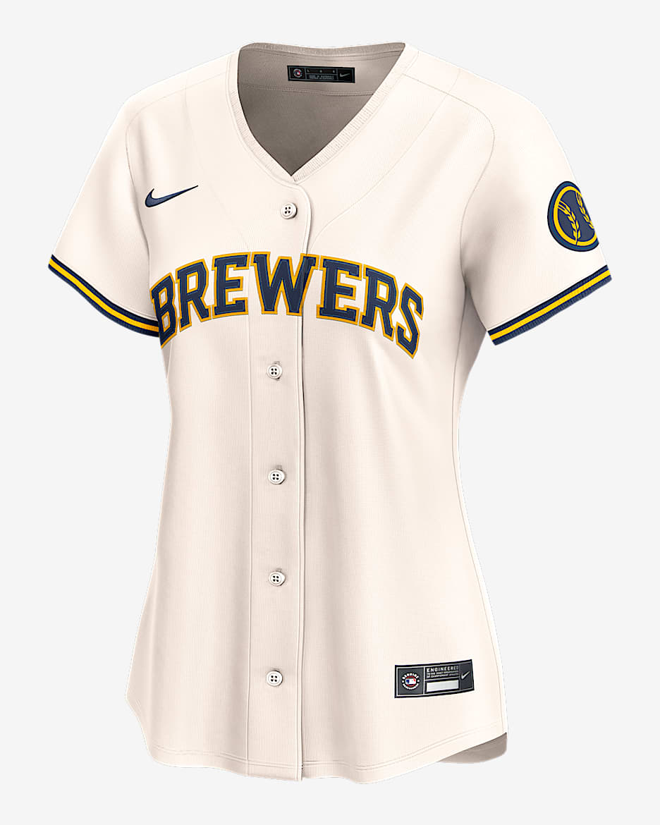 Jersey Nike Dri-FIT ADV de la MLB Limited para mujer Milwaukee Brewers - Crema