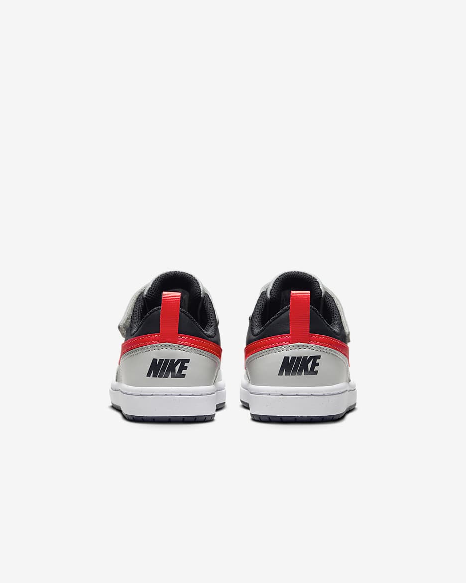 Nike Court Borough Low Recraft Younger Kids' Shoes - Light Smoke Grey/Dark Obsidian/White/Bright Crimson