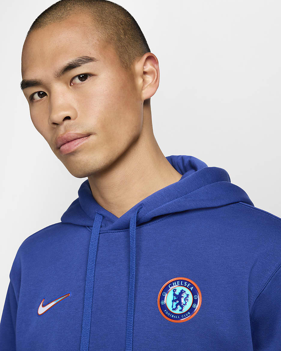 Chelsea F.C. Club Men's Nike Football Pullover Hoodie - Rush Blue/White