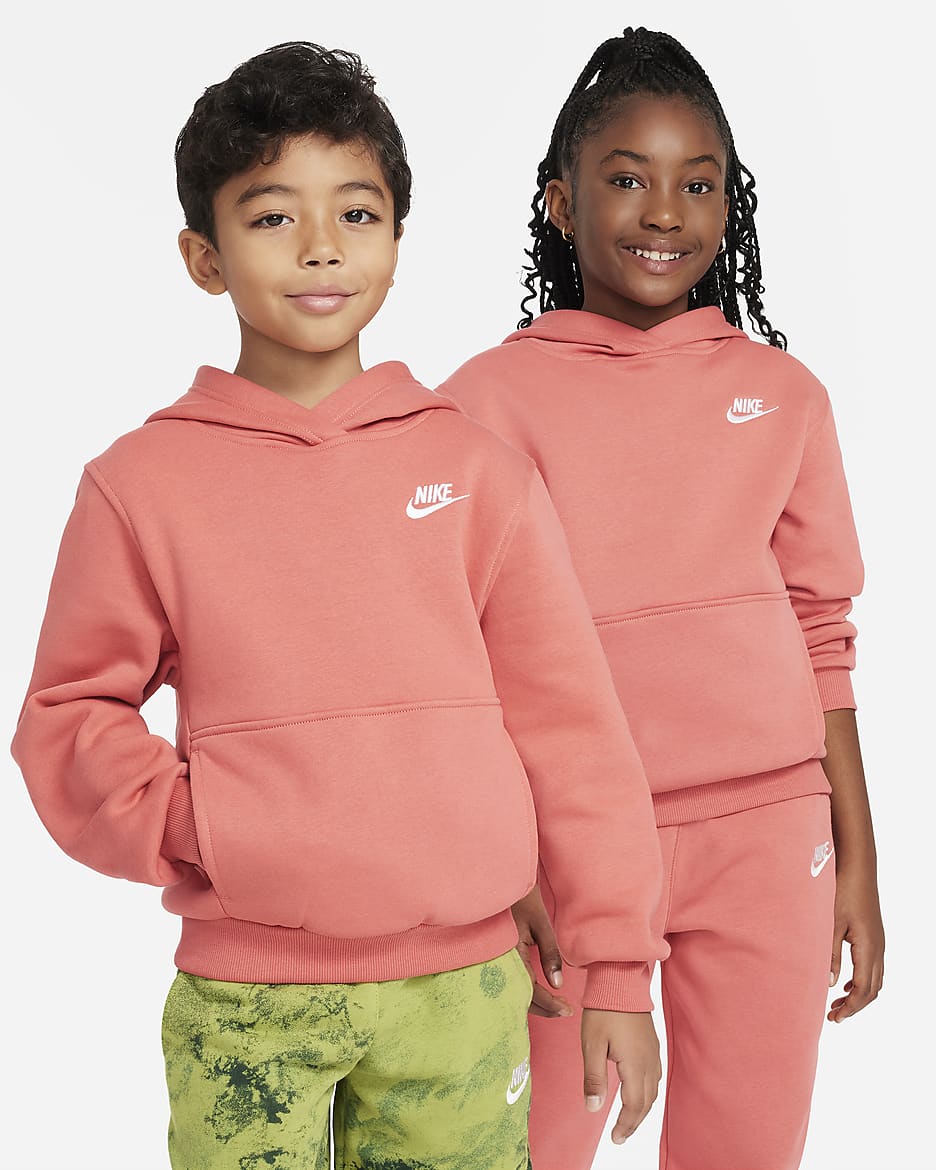 Nike Sportswear Club Fleece Big Kids' Pullover Hoodie - Adobe/White