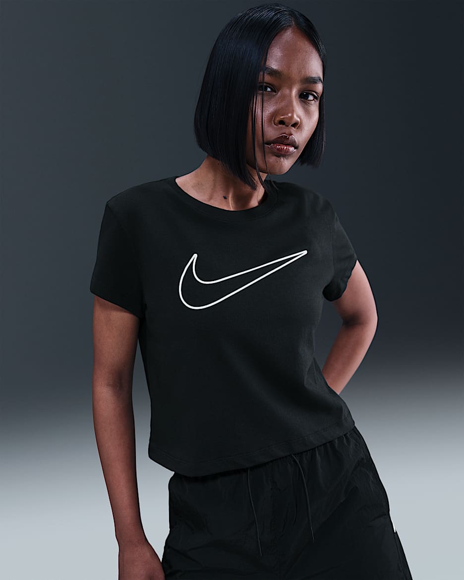 Nike Sportswear Women's Short-Sleeve Graphic T-Shirt - Black/White