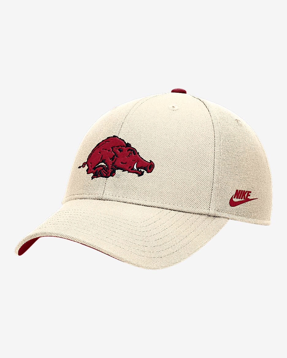 Gorra universitaria Nike ajustable para hombre Arkansas Rise - Natural