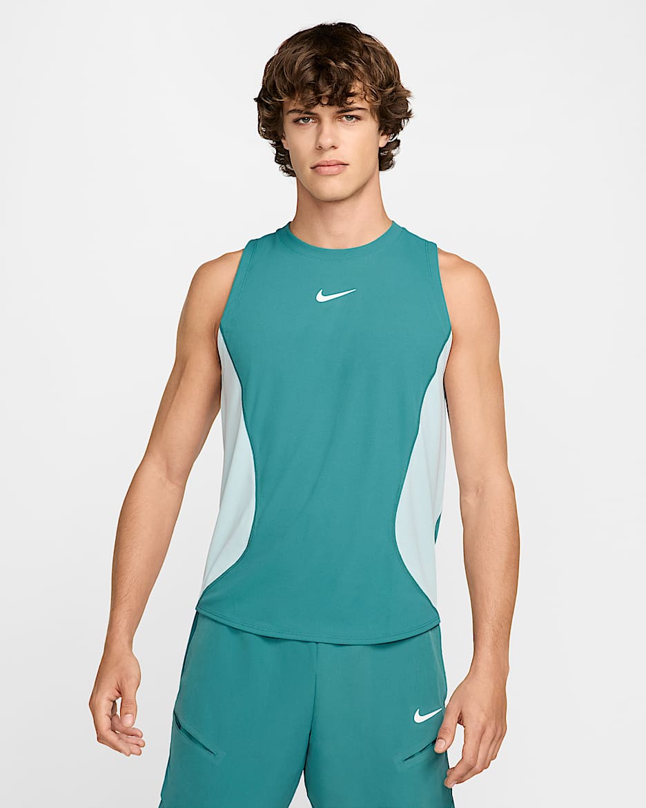 Débardeur de tennis NikeCourt Slam Dri-FIT pour homme - Mineral Teal/Blanc