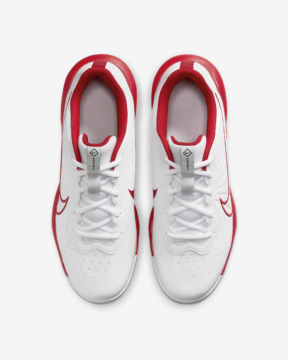 Nike Alpha Huarache Varsity 4 Low Men's Baseball Cleats - White/Pure Platinum/University Red