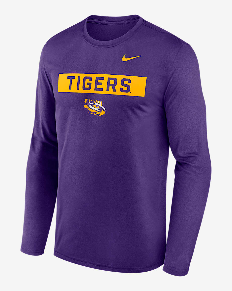 LSU Primetime Legend 2-Hit Men's Nike Dri-FIT College Long-Sleeve T-Shirt - Purple