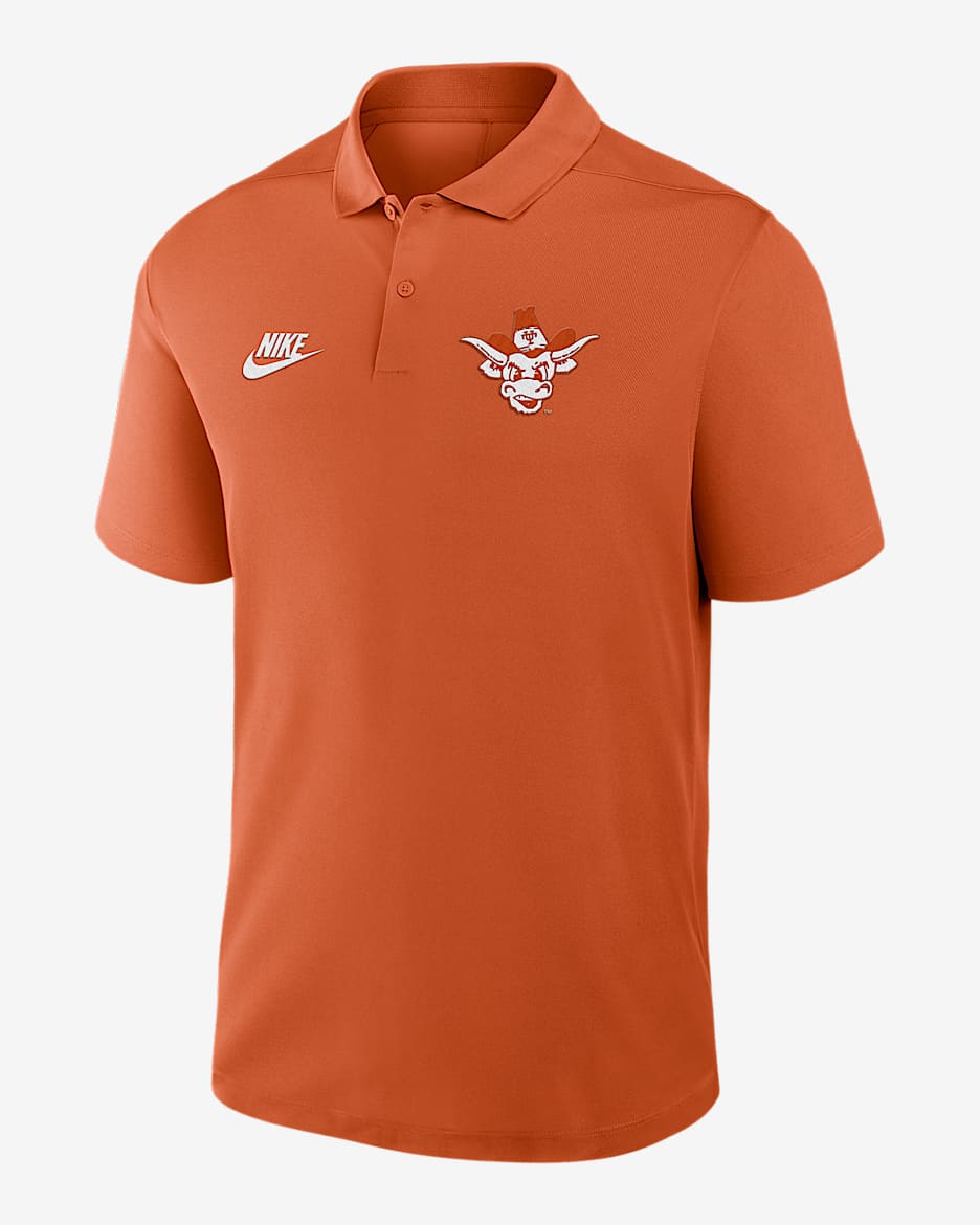 Polo universitario Nike Dri-FIT para hombre Texas Longhorns Primetime Victory Legacy Vault Logo - Naranja