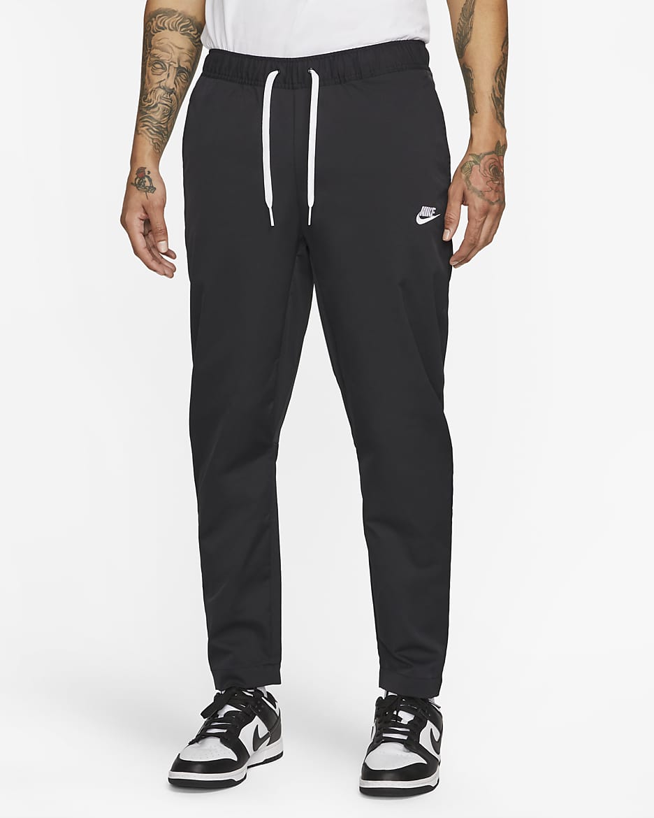 Pants entallados de tejido Woven para hombre Nike Club - Negro/Blanco