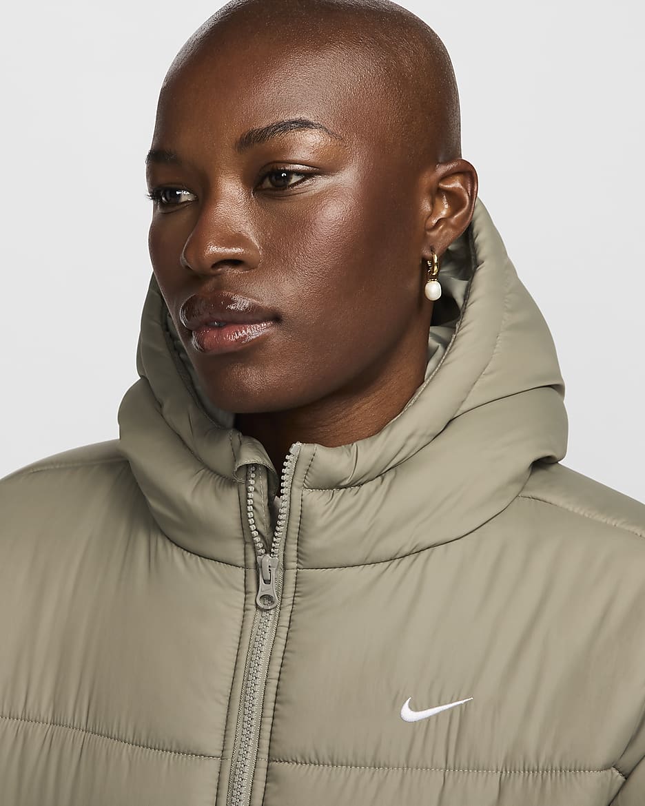 Nike Sportswear Classic Puffer Women's Therma-FIT Loose Hooded Jacket - Light Army/White