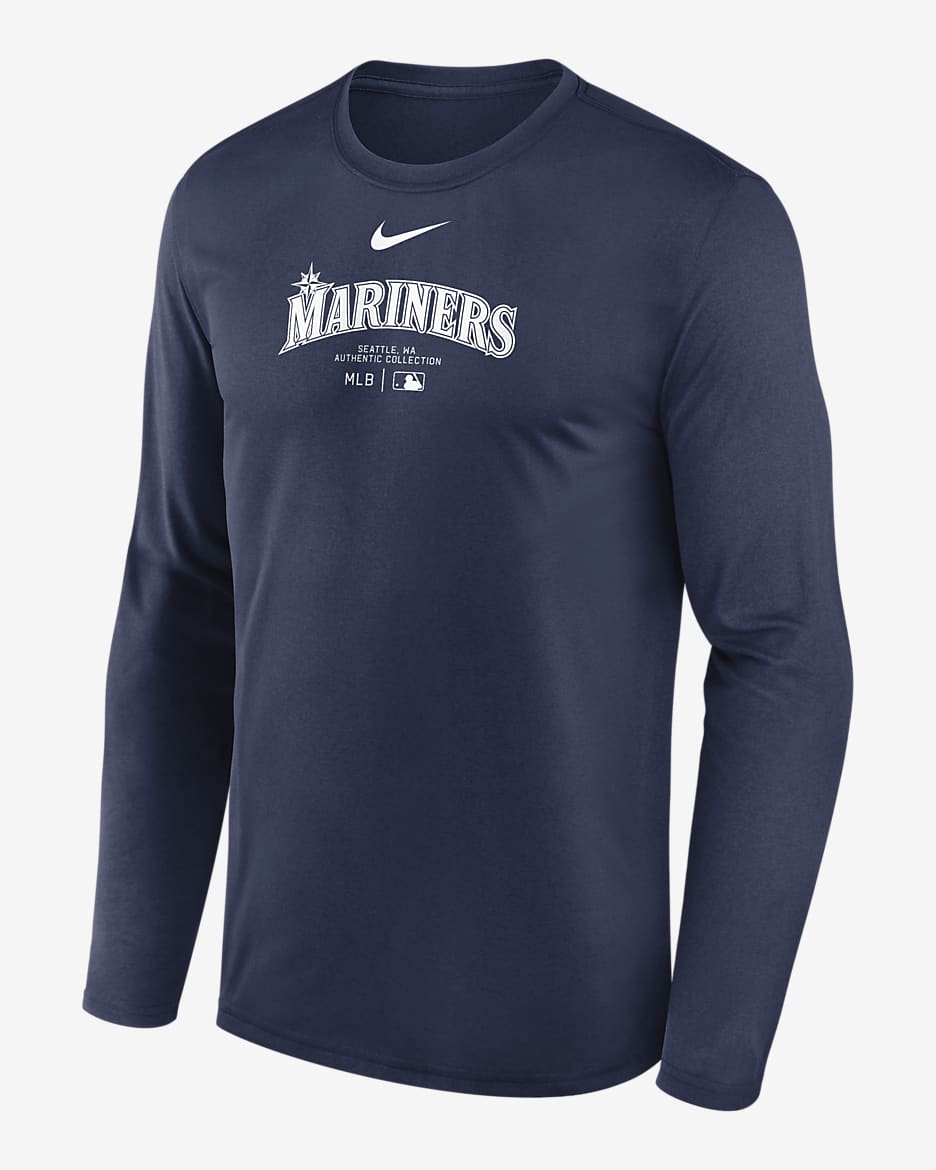 Seattle Mariners Authentic Collection Practice Men's Nike Dri-FIT MLB Long-Sleeve T-Shirt - Navy