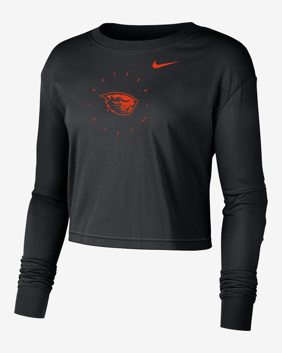 Oregon State Women's Nike College Long-Sleeve Boxy T-Shirt - Black