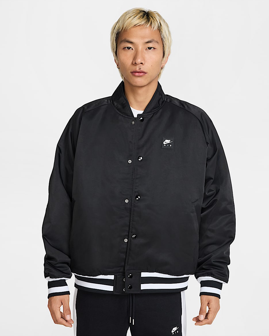 Chamarra universitaria para hombre Nike Air - Negro/Blanco/Blanco