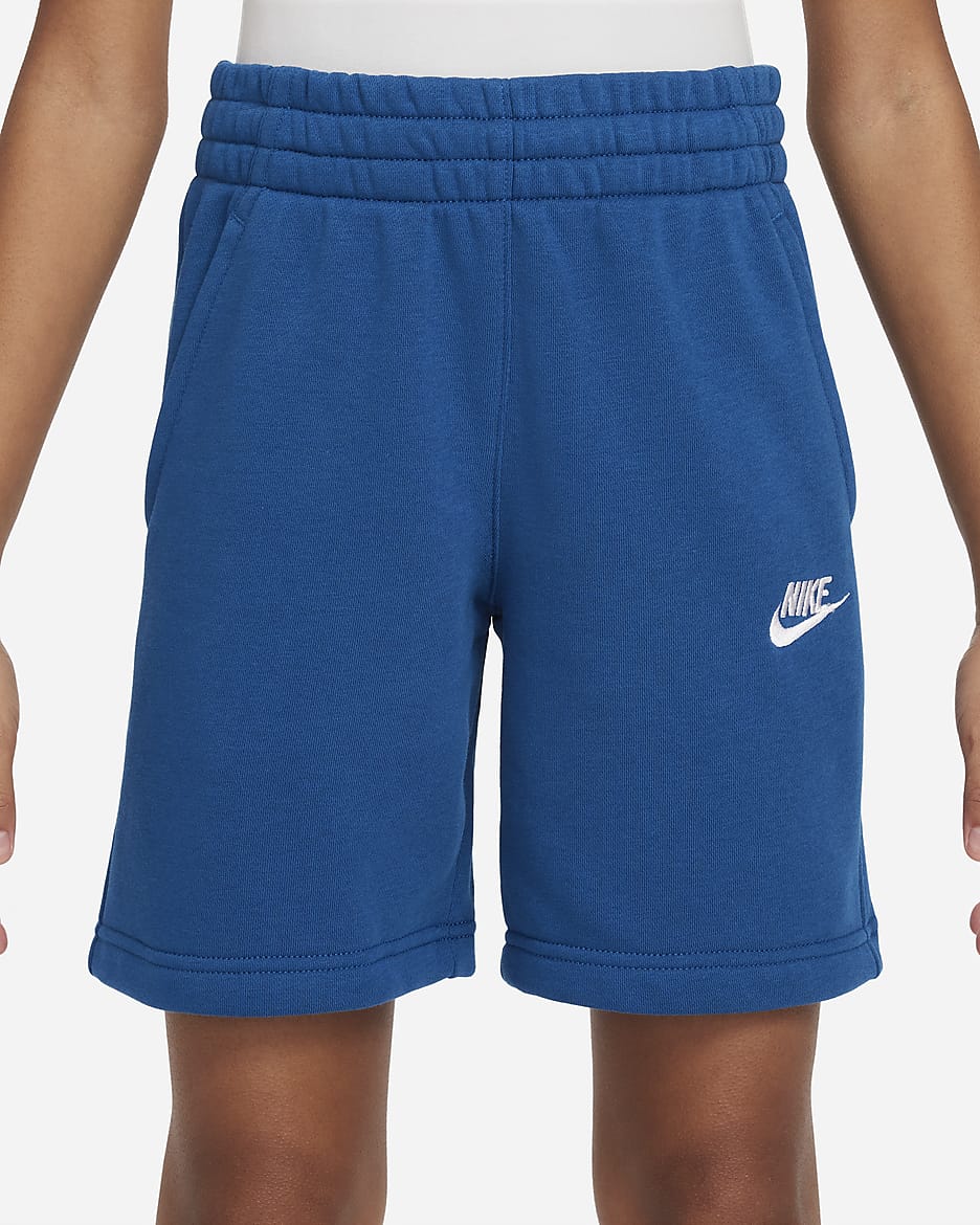 Nike Sportswear Club Fleece Older Kids' French Terry Shorts - Court Blue/White