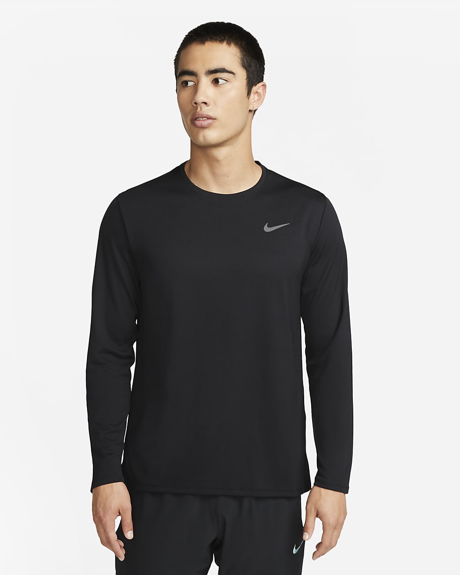 Nike Miler Men's Dri-FIT UV Long-Sleeve Running Top - Black