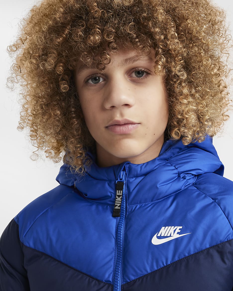 Nike Sportswear Older Kids' Synthetic Fill Hooded Jacket - Game Royal/Midnight Navy/White