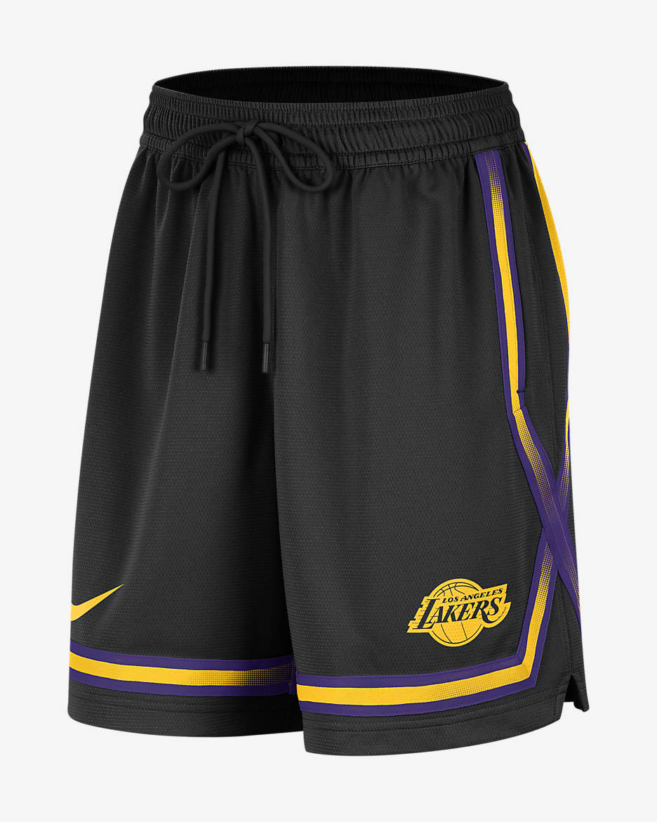 Los Angeles Lakers Fly Crossover Nike Dri-FIT NBA-damesshorts - Zwart/Amarillo