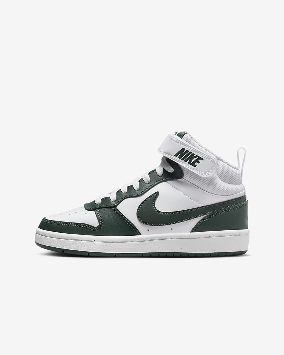 Nike Court Borough Mid 2 Big Kids' Shoes - White/Vintage Green